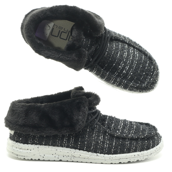 Hey Dude Shoes - Hey Dude Britt Boucle Lined Slip On Ankle Boots Booties Women 10 Black/Gray